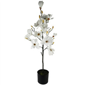110cm Magnolia Artificial Tree White Potted