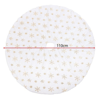 110CM Snowflake Plush Tree Skirt Gold/White - 5