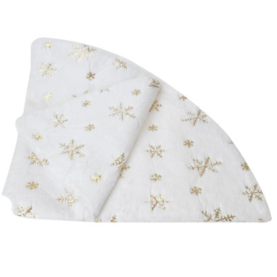 110CM Snowflake Plush Tree Skirt Gold/White - 7