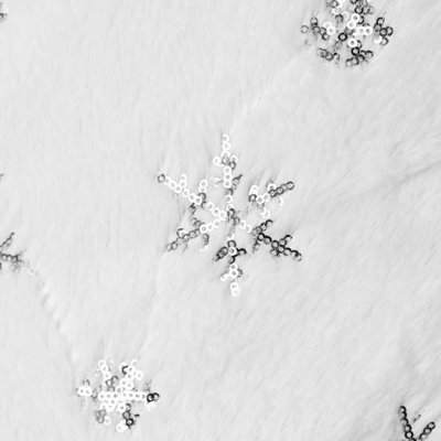 110CM Snowflake Plush Tree Skirt Silver/White - 3