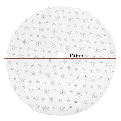 110CM Snowflake Plush Tree Skirt Silver/White - 6