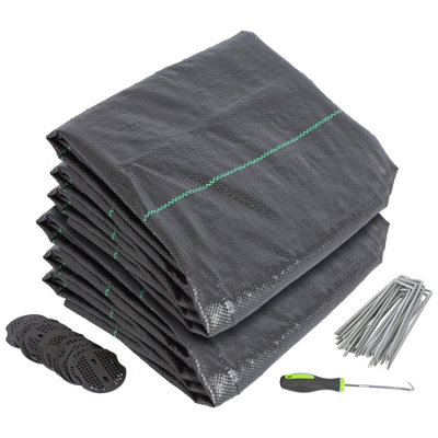 110gsm Weed Control Membrane with Pegs & Plates 2m x 50m Coverage (2 Rolls)