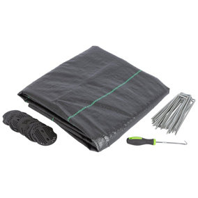 110gsm Weed Control Membrane with Pegs & Plates 2m x 5m Coverage (1 Roll)