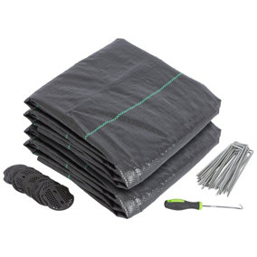 110gsm Weed Control Membrane with Pegs & Plates 4m x 10m Coverage (2 Rolls)