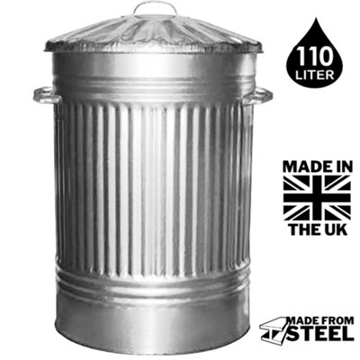 110L Galvanised Metal Bin Retro Style Steel Bin Animal Feed or Garden Bin - 8