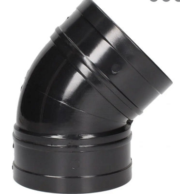 110mm Double Socket 45 degree black solvent bend
