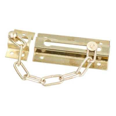 110mm Security Door Chain Slide Lock Guard Bolt Safety Catch Brass Plated