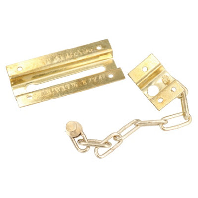 110mm Security Door Chain Slide Lock Guard Bolt Safety Catch Brass Plated - 3