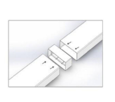 110mm x 54mm Flat Rectangular Ducting Connector. Join 2 lengths of ducting. - 3