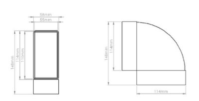 110mm x 54mm Horizontal 90 Degree Bend