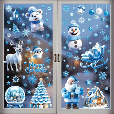 Glitter Snowflake Window Stickers 147PCS Sparkling Snowflake Window Clings Winter