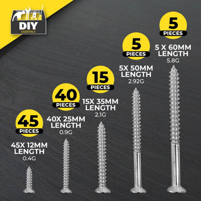 110pk Wood Screws Assortment, Countersunk Screw Set with Storage Box ...