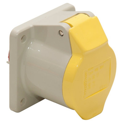 110V 32 Amp Yellow Panel Socket ERP79 Pack of 1