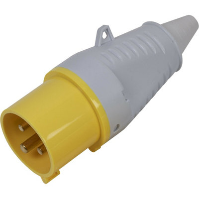 110V Yellow 2P+E Plug - Industrial 32A 2P+E Site Plug Connector - IP44 Rated - 3