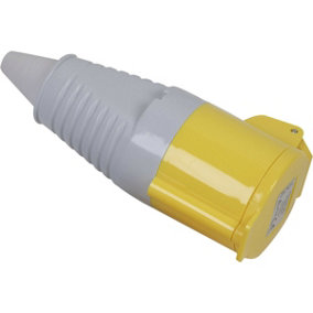 110V Yellow Plug Socket - Suitable for 2P+E 16A Connectors - IP44 Rated