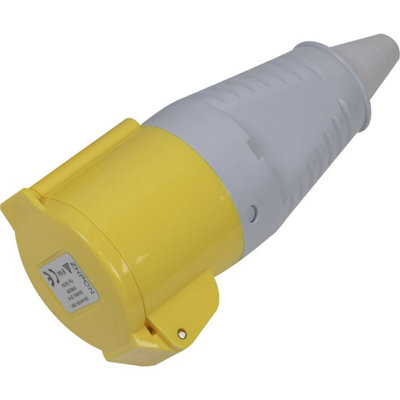 110V Yellow Plug Socket - Suitable for 2P+E 32A Connectors - IP44 Rated - 3