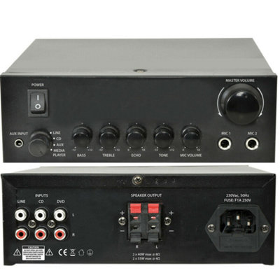 110W Mini Stereo Amplifier System Home Office Loud Speaker Karaoke Hi Fi RCA AUX
