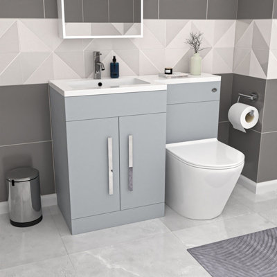 Nes Home Matte Grey 1100mm Lh Freestanding Vanity Wc Unit & Btw Toilet from B&Q