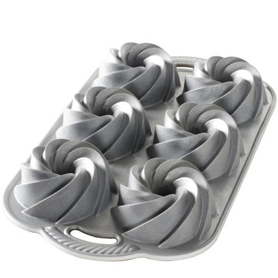 Nordic Ware Cakelet Tin: 6 Hole Nordicware Silver Heritage Bundt Tin from B&Q