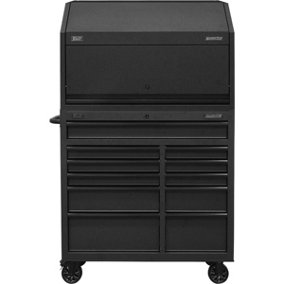 1120 x 460 x 1695mm 12 Drawer Combination Tool Chest - BLACK Mobile Storage Case