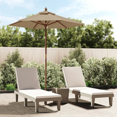 B&Q -  Garden Parasol With Wooden Pole Taupe 196X231 Cm