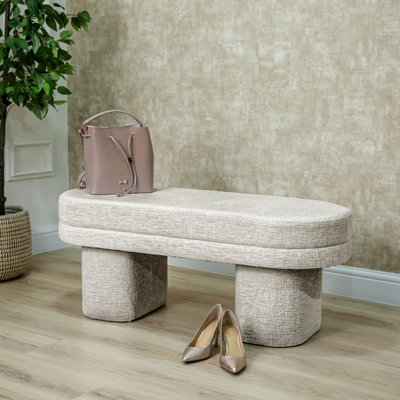 47.2" Upholstered Bench For End Of Bed | Modern Fabric Footrest, Solid Wood Frame, Holds 400 Lbs