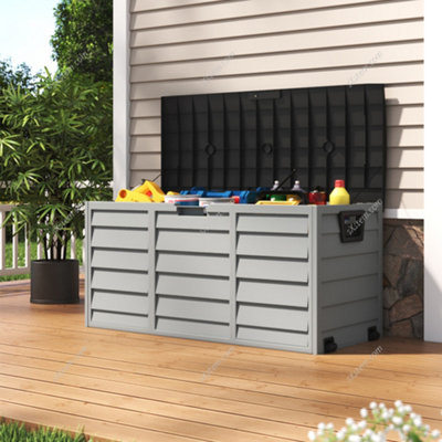 112cm W Waterproof Outdoor Garden Deck Storage Box Patio Utility Box ...