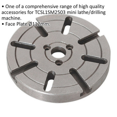 112mm Face Plate - For Use With ys08817 Lathe & Drilling Machine Accessory