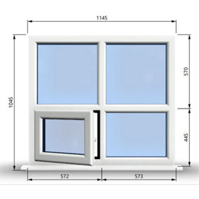 1145mm (W) x 1045mm (H) PVCu StormProof Casement Window - 1 Bottom Opening Window (Left) -  White Internal & External