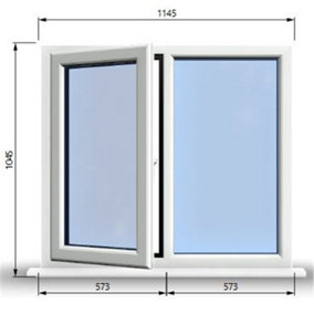 1145mm (W) x 1045mm (H) PVCu StormProof Casement Window - 1 LEFT Opening Window -  Toughened Safety Glass - White