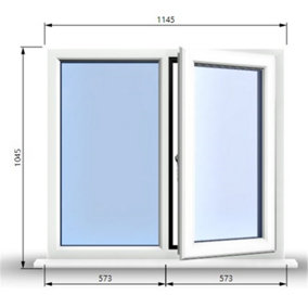 1145mm (W) x 1045mm (H) PVCu StormProof Casement Window - 1 RIGHT Opening Window -  Toughened Safety Glass - White