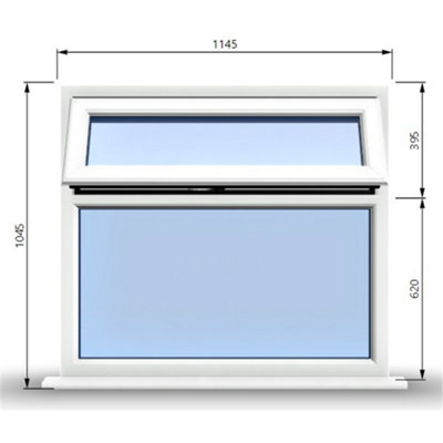 1145mm (W) x 1045mm (H) PVCu StormProof Casement Window - 1 Top Opening Window - 70mm Cill - Chrome Handles -  White