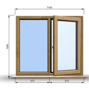 1145mm (W) x 1045mm (H) Wooden Stormproof Window - 1/2 Right Opening Window - Toughened Safety Glass