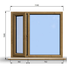 1145mm (W) x 1045mm (H) Wooden Stormproof Window - 1/3 Left Opening Window - Toughened Safety Glass