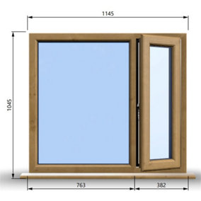 1145mm (W) x 1045mm (H) Wooden Stormproof Window - 1/3 Right Opening Window - Toughened Safety Glass