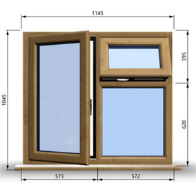1145mm (W) x 1045mm (H) Wooden Stormproof Window - 1 Opening Window (LEFT) - Top Opening Window (RIGHT) - Toughened Safety Glass