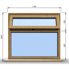 1145mm (W) x 1045mm (H) Wooden Stormproof Window - 1 Top Opening Window -Toughened Safety Glass