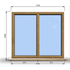 1145mm (W) x 1045mm (H) Wooden Stormproof Window - 2 Non-Opening Windows - Toughened Safety Glass