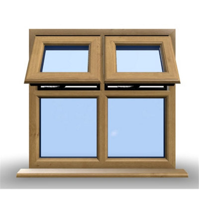 1145mm (W) x 1045mm (H) Wooden Stormproof Window - 2 Top Opening Windows -Toughened Safety Glass - 5