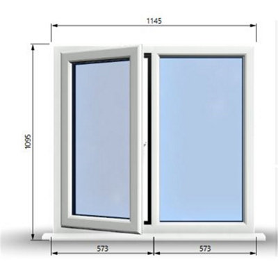 1145mm (W) x 1095mm (H) PVCu StormProof Casement Window - 1 LEFT Opening Window -  Toughened Safety Glass - White