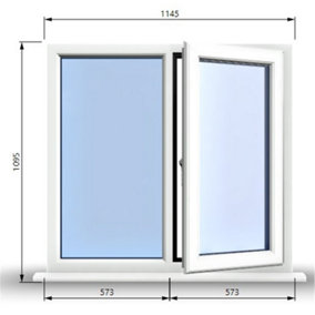 1145mm (W) x 1095mm (H) PVCu StormProof Casement Window - 1 RIGHT Opening Window -  Toughened Safety Glass - White
