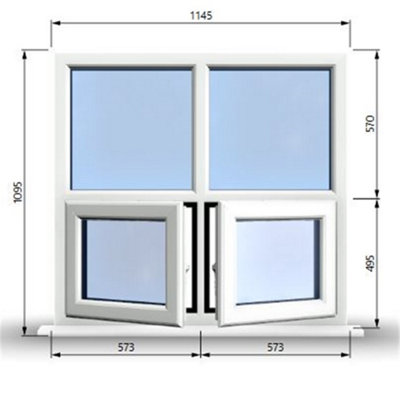 1145mm (W) x 1095mm (H) PVCu StormProof Casement Window - 2 Bottom ...