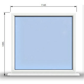 1145mm (W) x 1095mm (H) PVCu StormProof Window - 1 Non Opening Window - Toughened Safety Glass - White