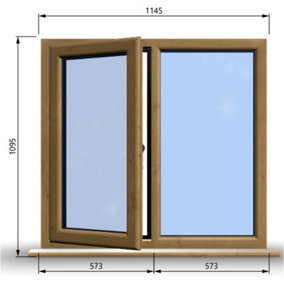 1145mm (W) x 1095mm (H) Wooden Stormproof Window - 1/2 Left Opening Window - Toughened Safety Glass