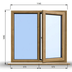 1145mm (W) x 1095mm (H) Wooden Stormproof Window - 1/2 Right Opening Window - Toughened Safety Glass