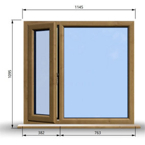 1145mm (W) x 1095mm (H) Wooden Stormproof Window - 1/3 Left Opening Window - Toughened Safety Glass