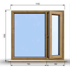 1145mm (W) x 1095mm (H) Wooden Stormproof Window - 1/3 Right Opening Window - Toughened Safety Glass