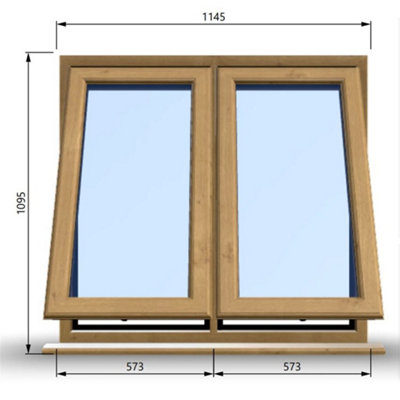 1145mm (W) x 1095mm (H) Wooden Stormproof Window - 2 Opening Windows (Opening from Bottom) - Toughened Safety Glass