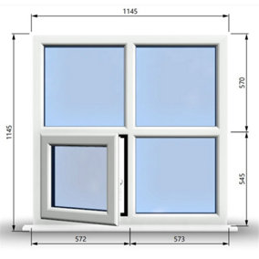 1145mm (W) x 1145mm (H) PVCu StormProof Casement Window - 1 Bottom Opening (Left) -  White Internal & External