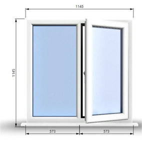 1145mm (W) x 1145mm (H) PVCu StormProof Casement Window - 1 RIGHT Opening Window -  Toughened Safety Glass - White